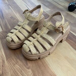 Wild Pair Woven Beige Fisherman Sandals